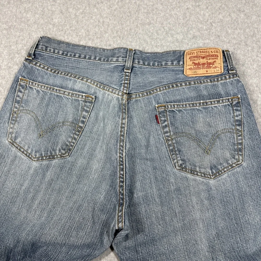 Levi's Y2K 505 Men's Relaxed Fit Faded Denim Jeans Size 36x34(34x33) Whiskered